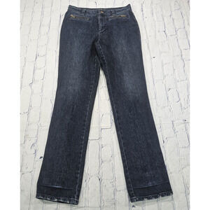 LRL Lauren Jeans Co Ralph Lauren WOMENS SZ 4 Straight Leg Denim Blue Zip Pockets